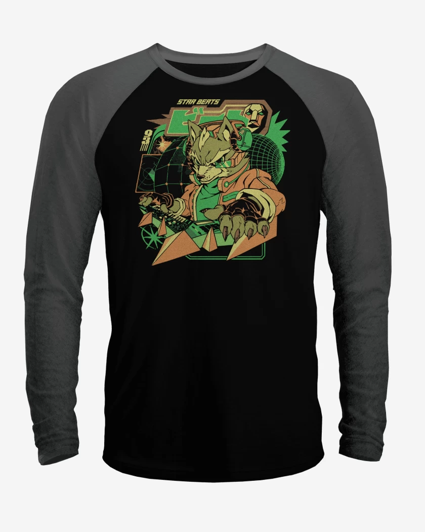 Polera Raglan Negro / Negro Heather de Star Fox Beats