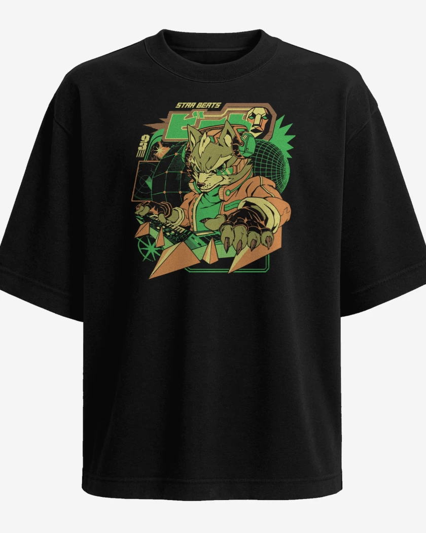 Polera Oversize Negro de Star Fox Beats