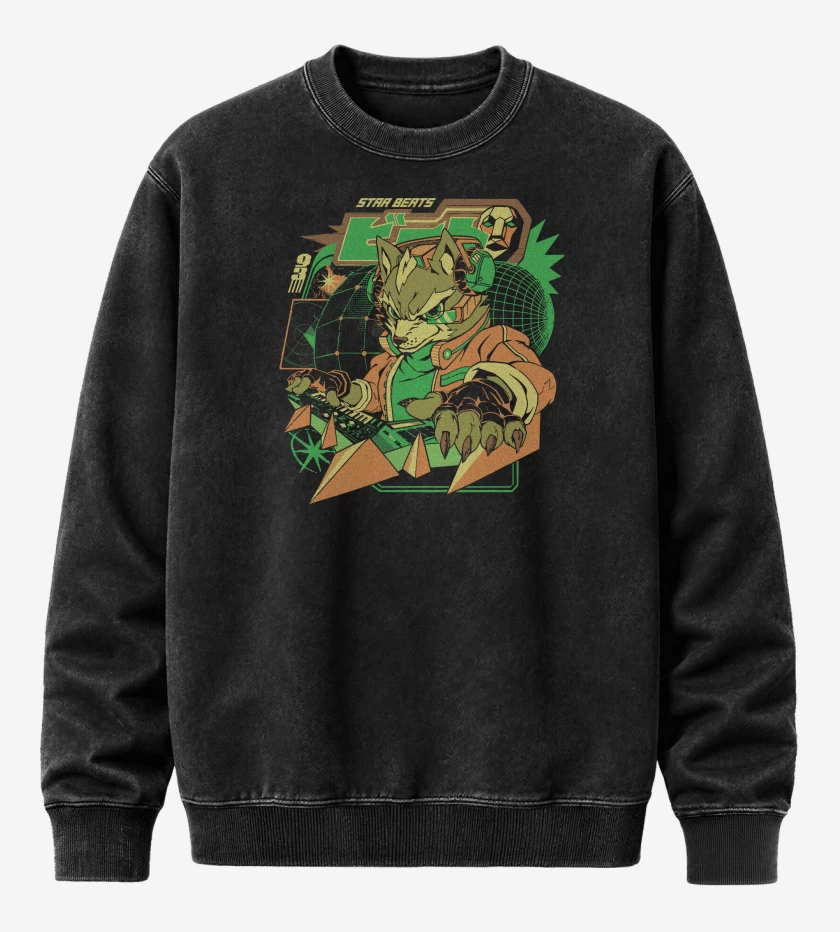 Poleron Polo Acid Wash Negro de Star Fox Beats