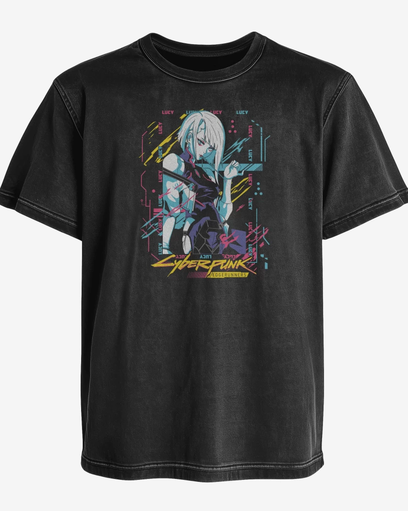 Polera desgastada Negro de Edgerunner Lucy