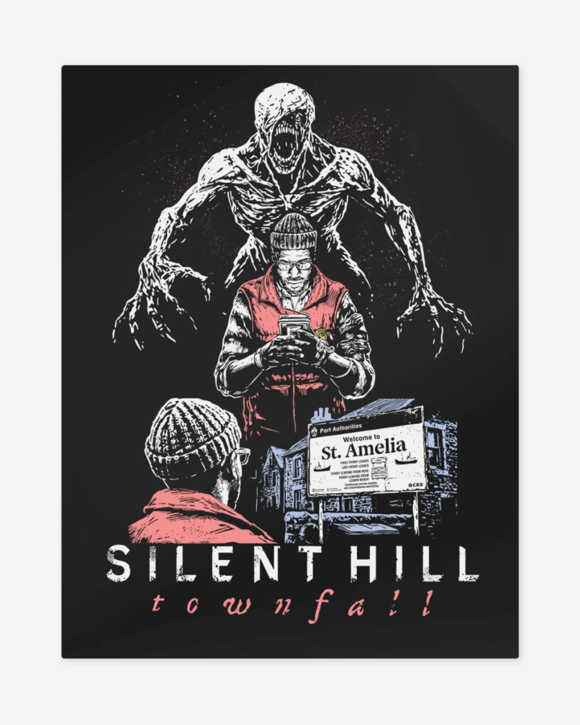 Print metalico Negro de SILENT HILL Townfall