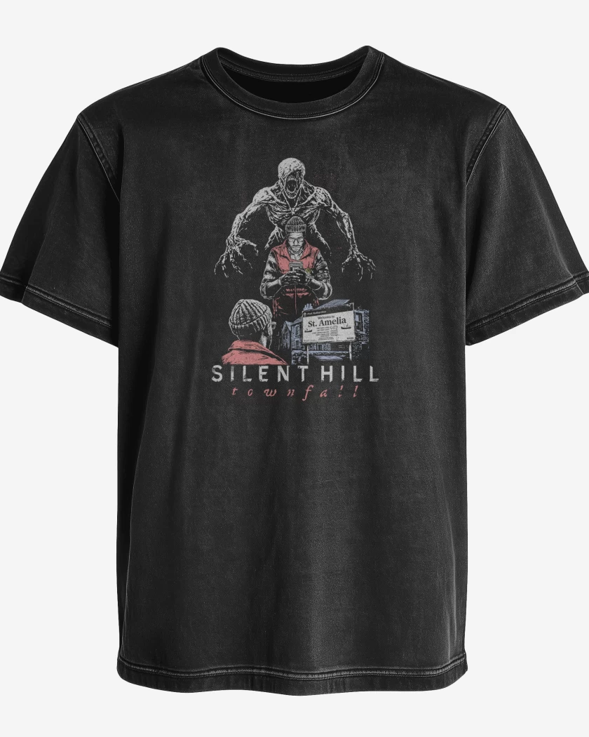 Polera desgastada Negro de SILENT HILL Townfall