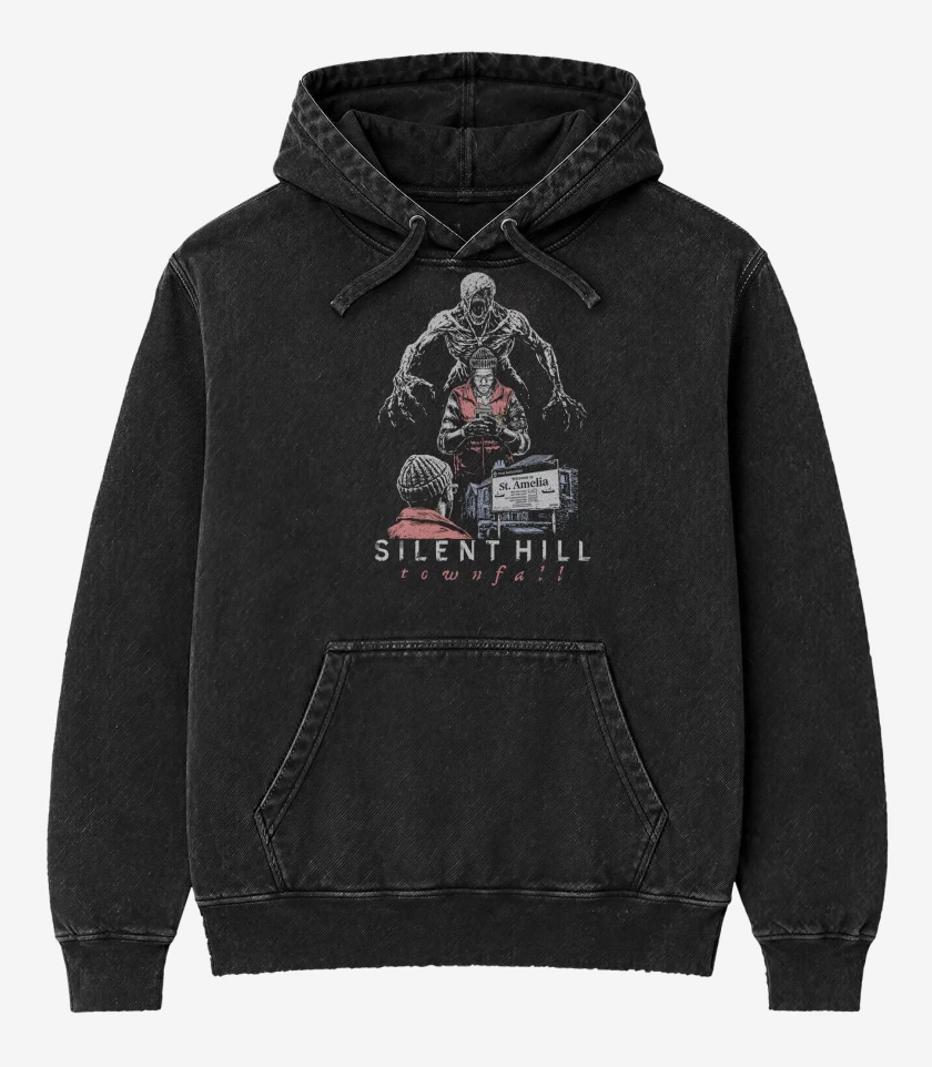 Poleron Canguro Acid Wash Negro de SILENT HILL Townfall