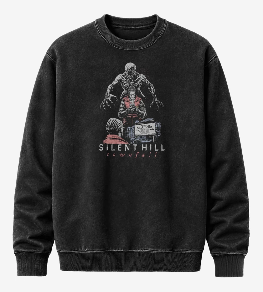 Poleron Polo Acid Wash Negro de SILENT HILL Townfall