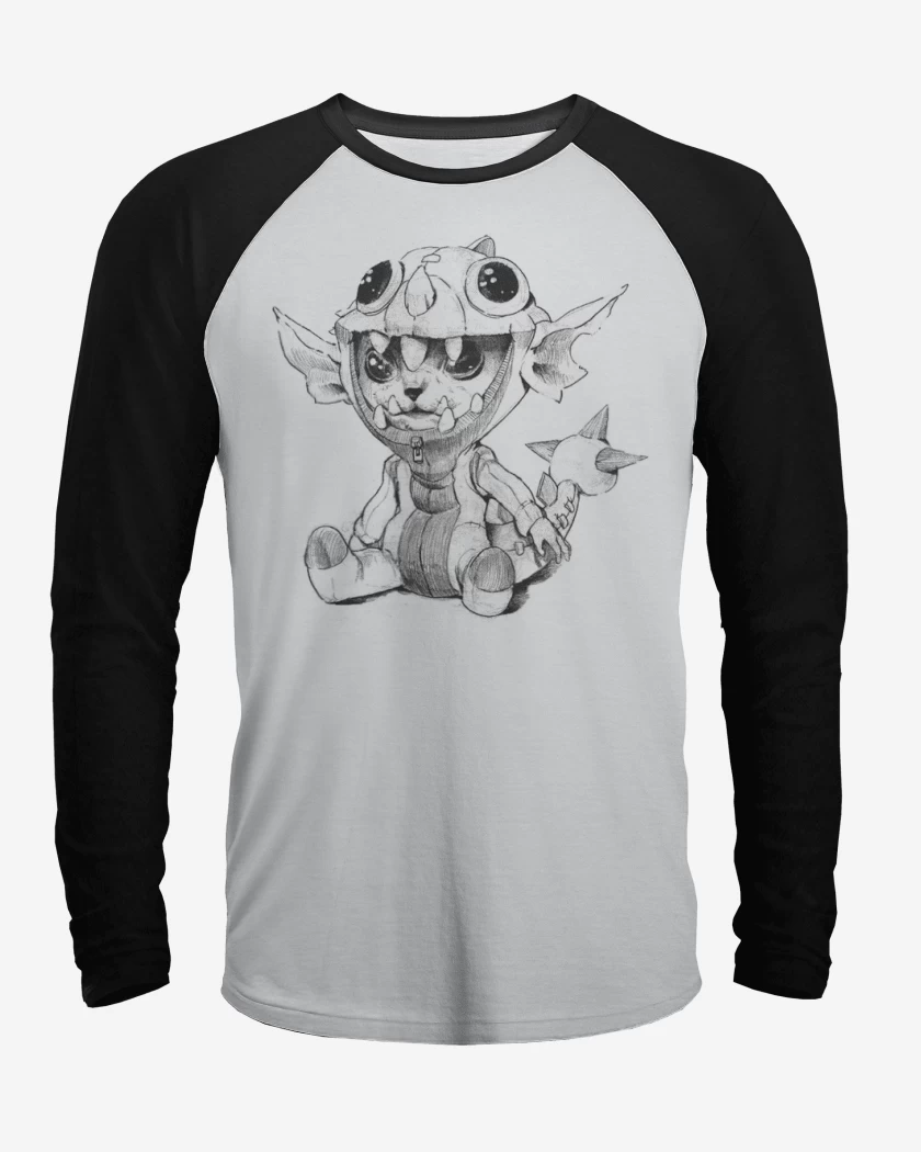 Polera Raglan Blanco / Negro de Monito