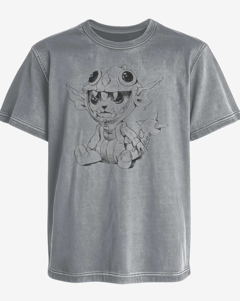 Polera desgastada Gris Melange de Monito