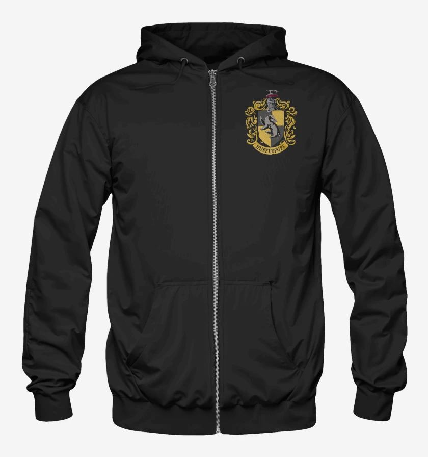 Poleron Canguro con cierre Negro de Escudo Huffle
