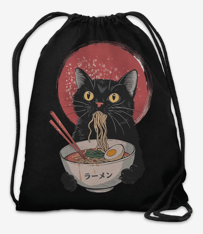 Mochila Negro de Gatito Ramen