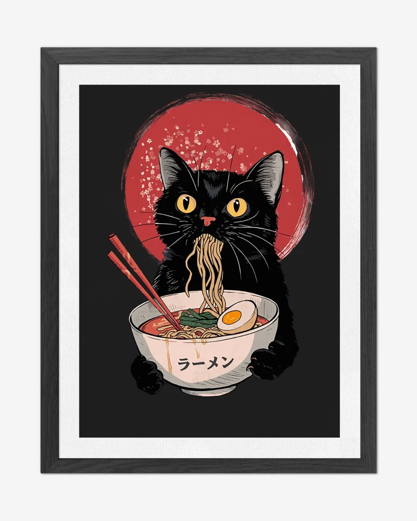 Cuadro decorativo Negro de Gatito Ramen