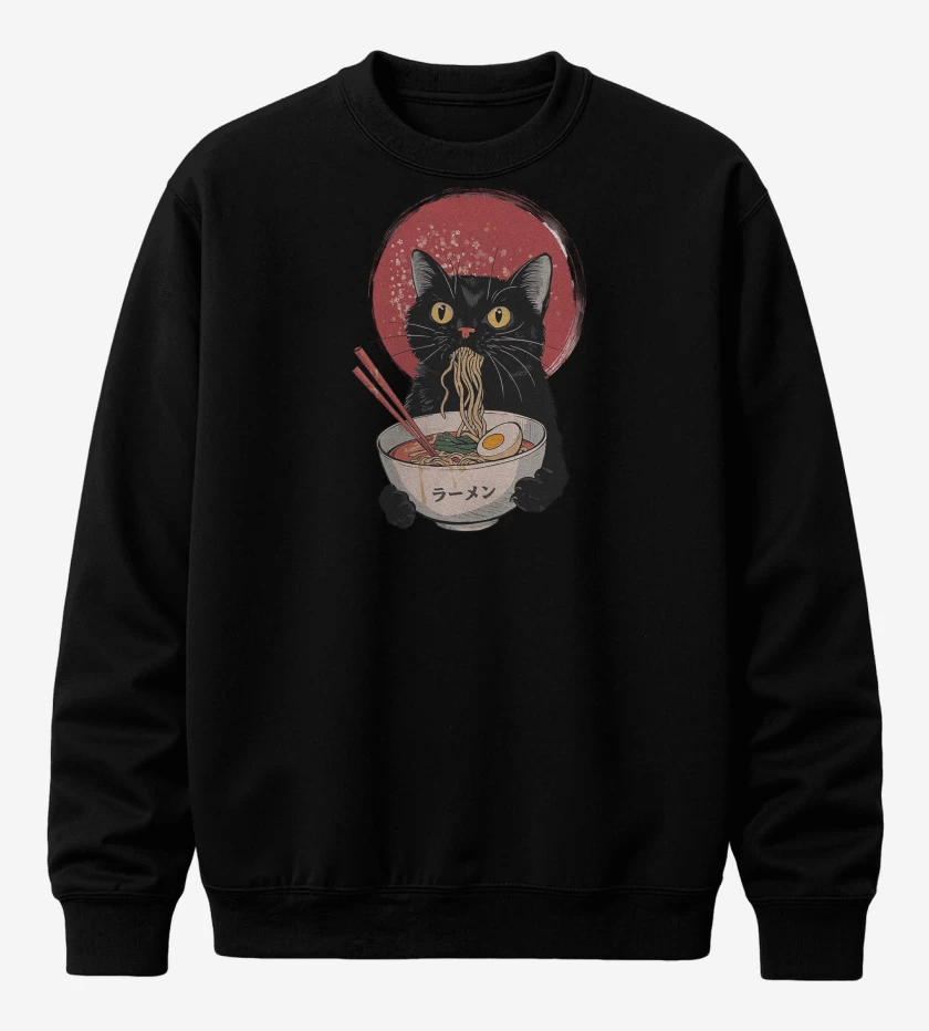 Poleron polo Negro de Gatito Ramen