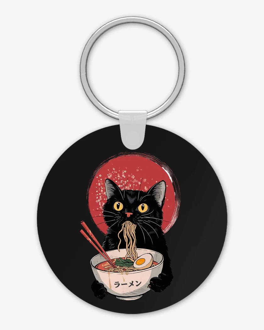 Llavero Negro de Gatito Ramen
