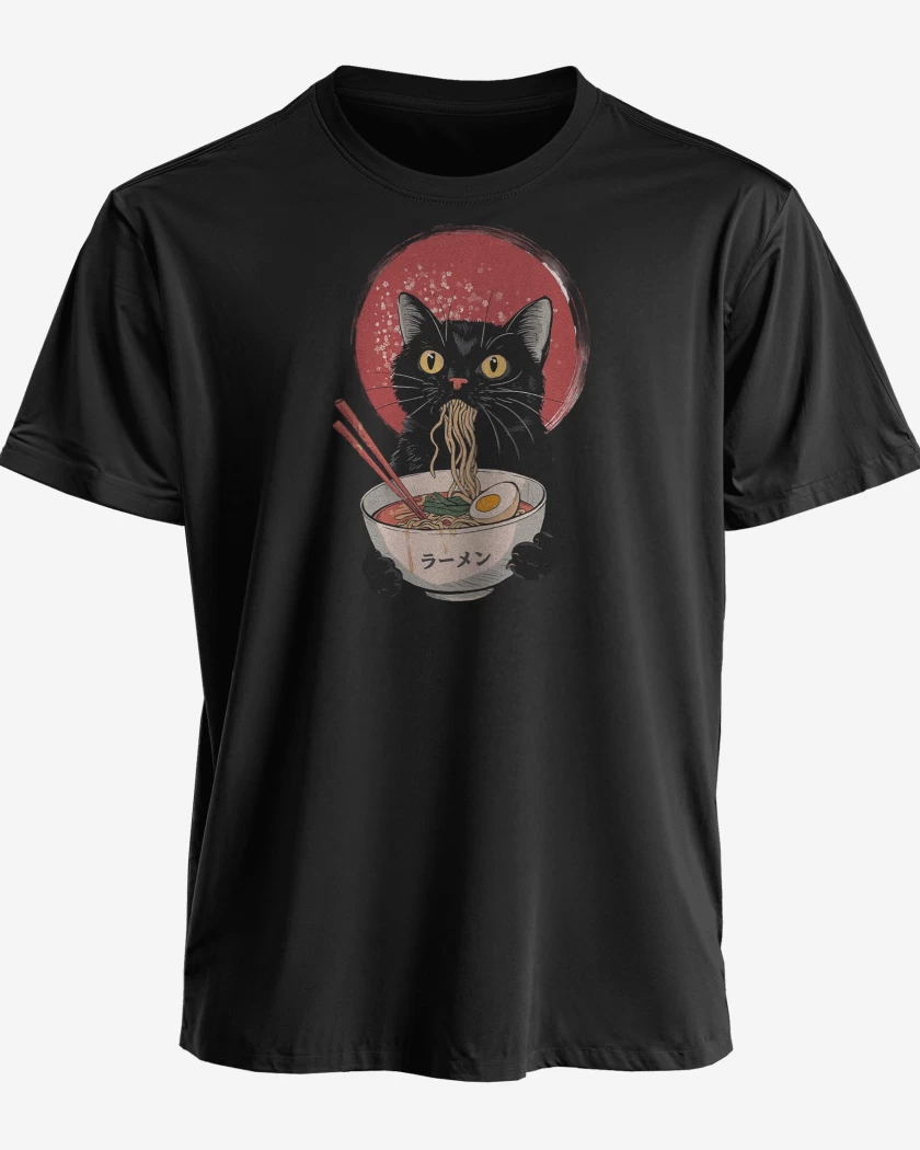 Polera premium Negro de Gatito Ramen