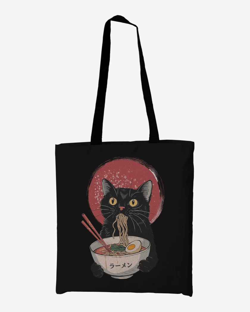 Totebag Negro de Gatito Ramen
