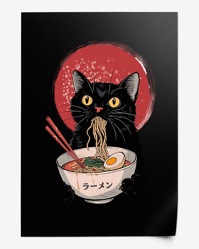 Print Negro de Gatito Ramen