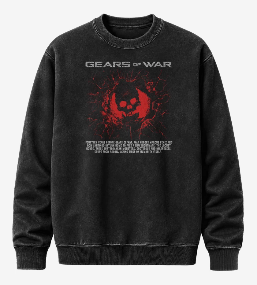 Poleron Polo Acid Wash Negro de E-Day Gear of War 