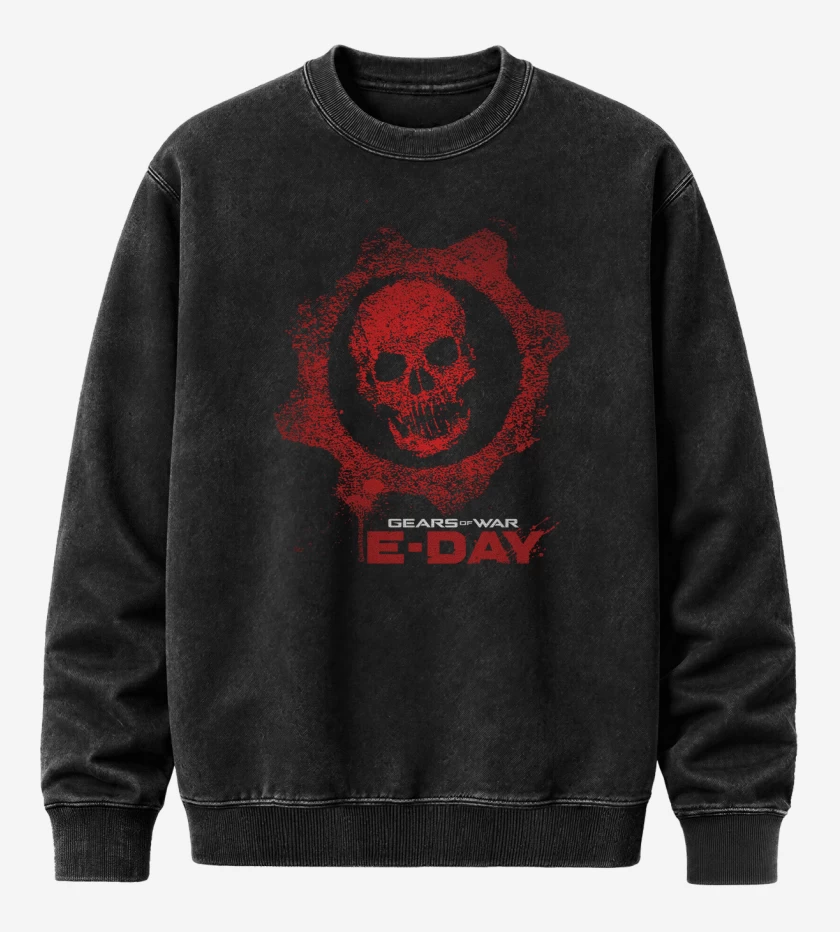 Poleron Polo Acid Wash Negro de Gears of War E Day