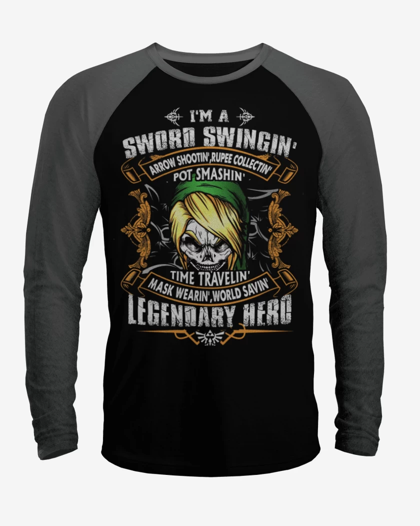 Polera Raglan Negro / Negro Heather de Sword Swingin