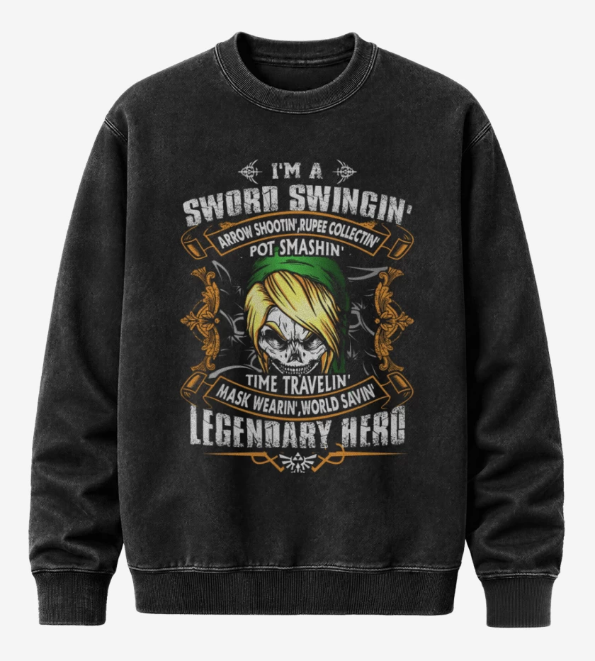 Poleron Polo Acid Wash Negro de Sword Swingin