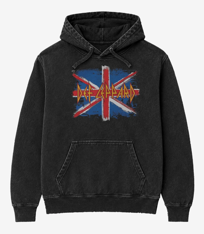 Poleron Canguro Acid Wash Negro de DEF LEPPARD Britain