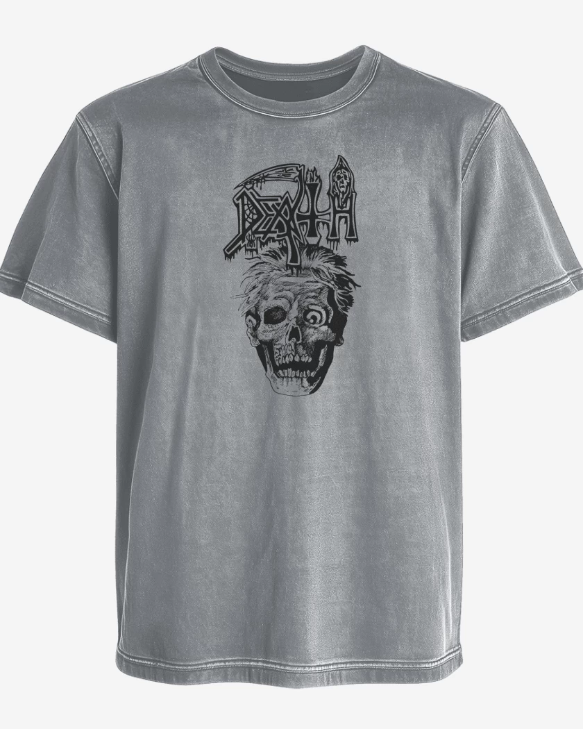 Polera desgastada Gris Melange de Death Scream