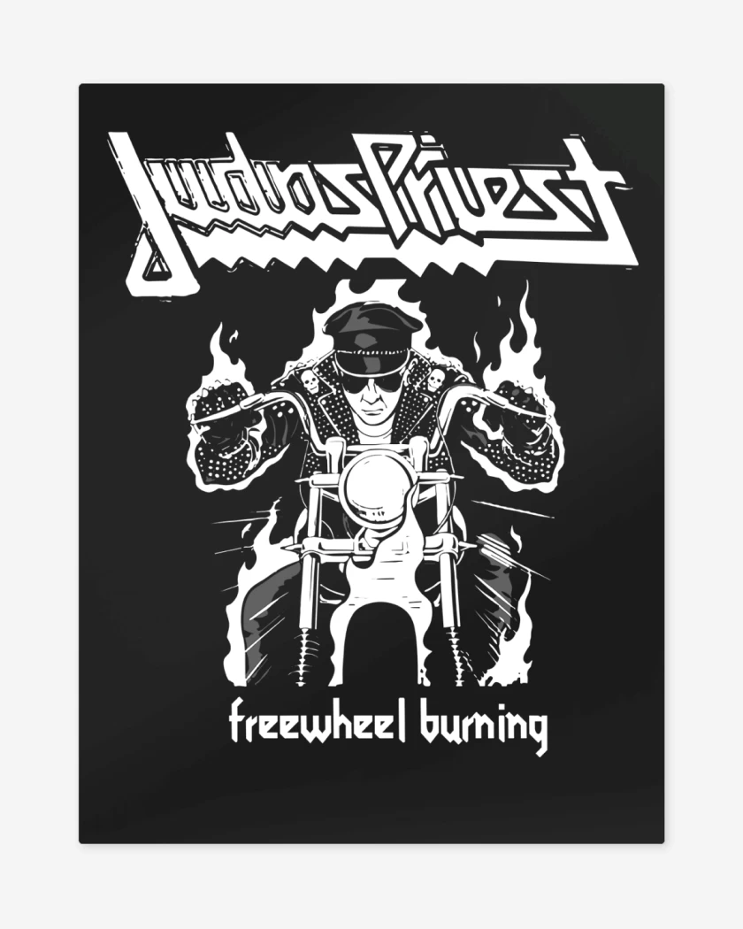 Print metalico Negro de Judas Priest Freewheel Burning