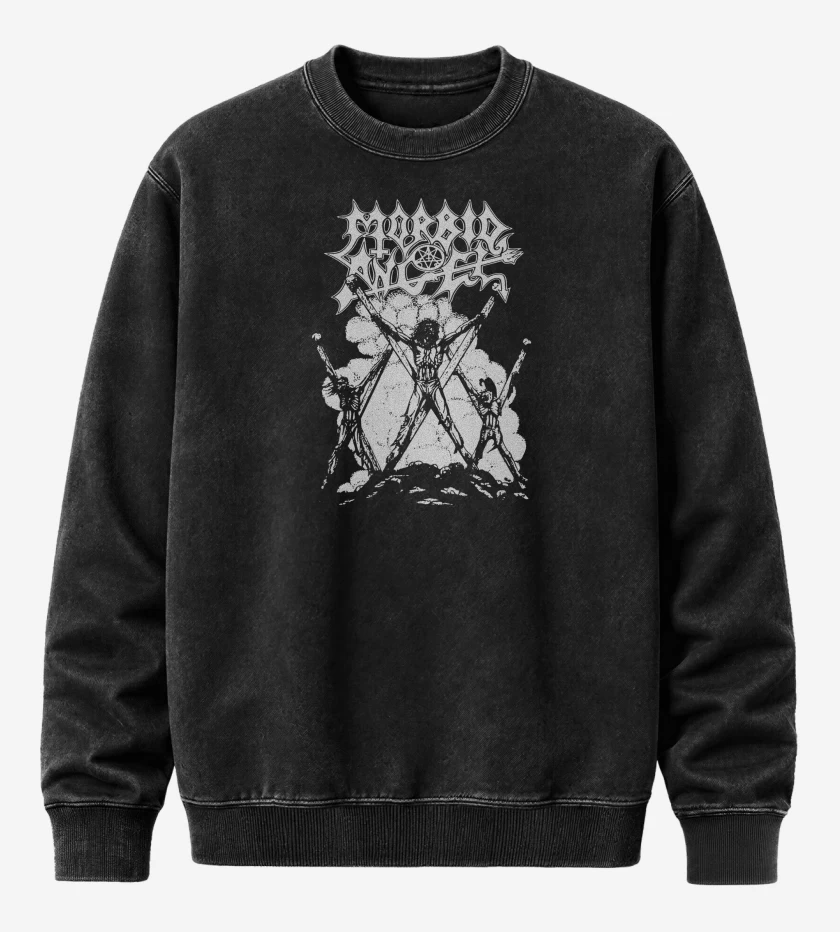 Poleron Polo Acid Wash Negro de Morbid Angel B