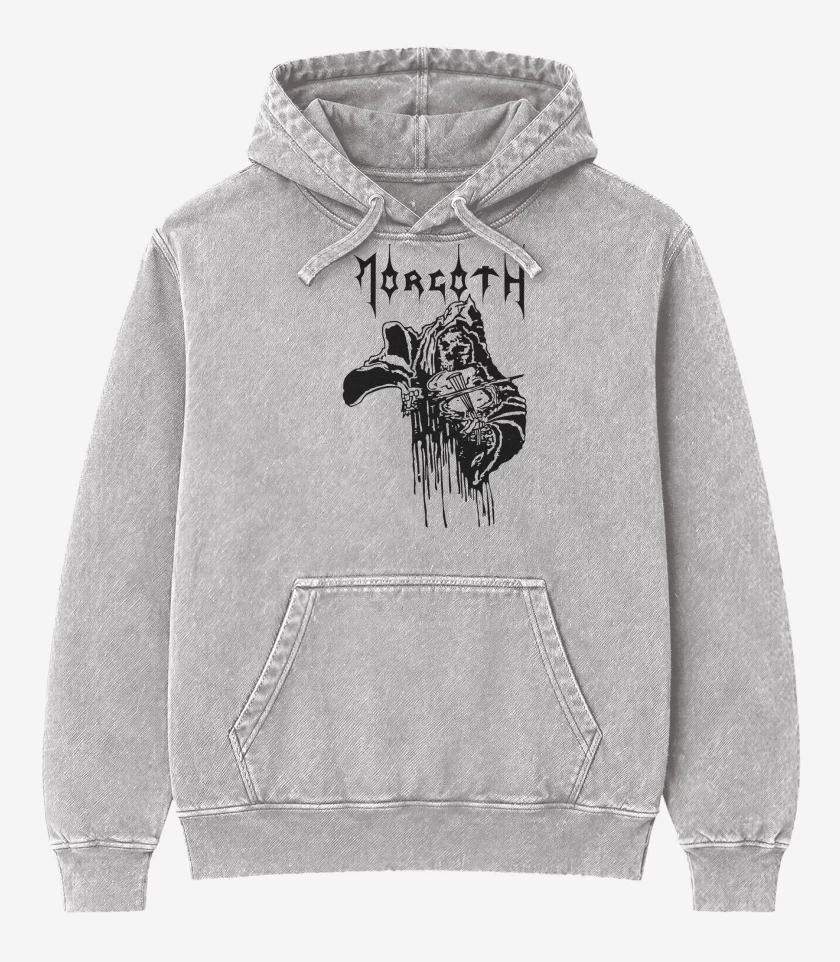 Poleron Canguro Acid Wash Gris Melange de Morgoth N