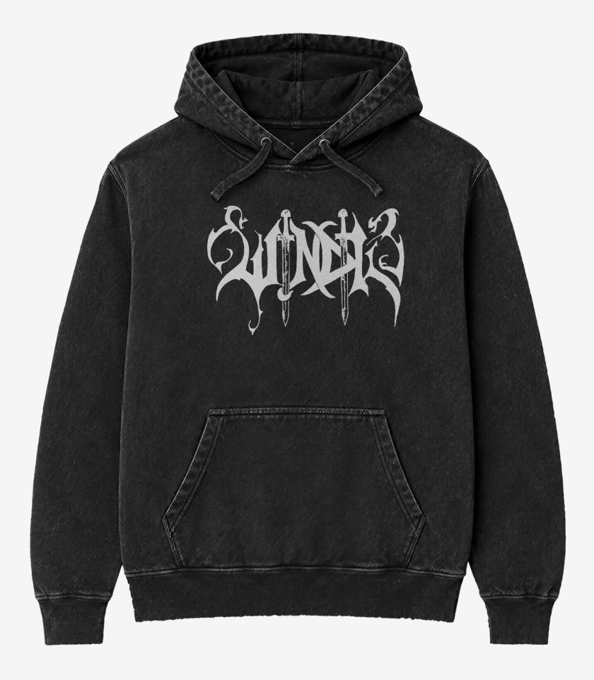Poleron Canguro Acid Wash Negro de Windir Logo B