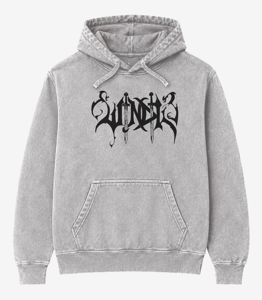 Poleron Canguro Acid Wash Gris Melange de Windir Logo N