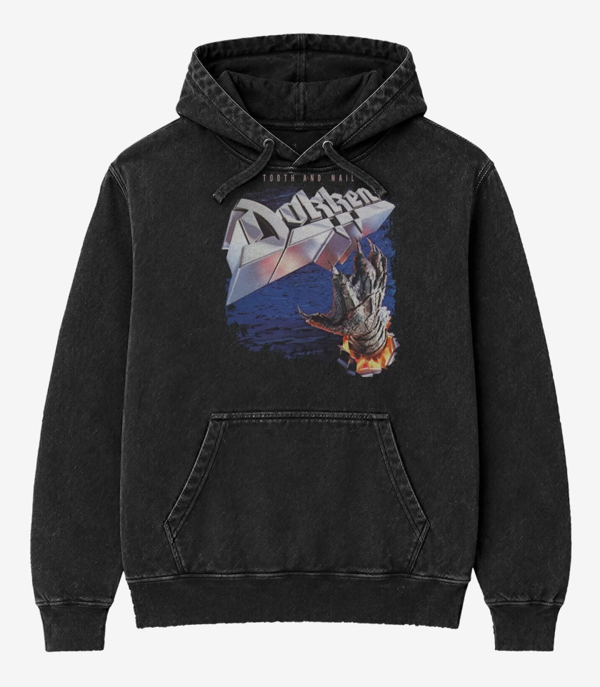 Poleron Canguro Acid Wash Negro de Dokken Tooth