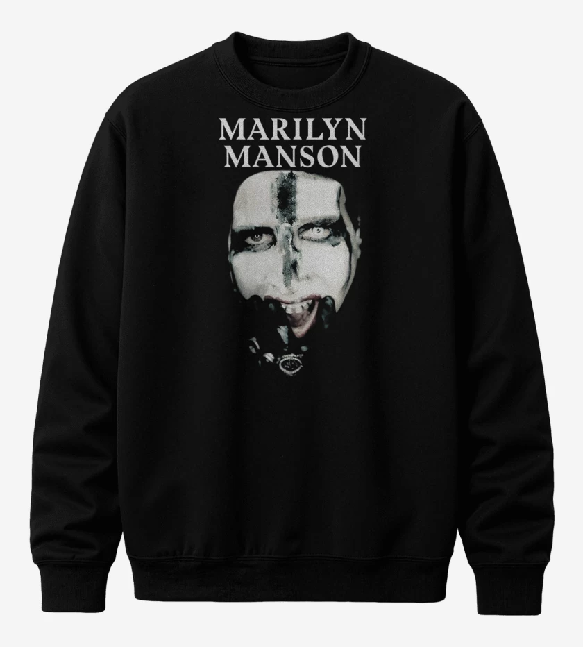 Poleron polo Negro de Marilyn Manson Face 