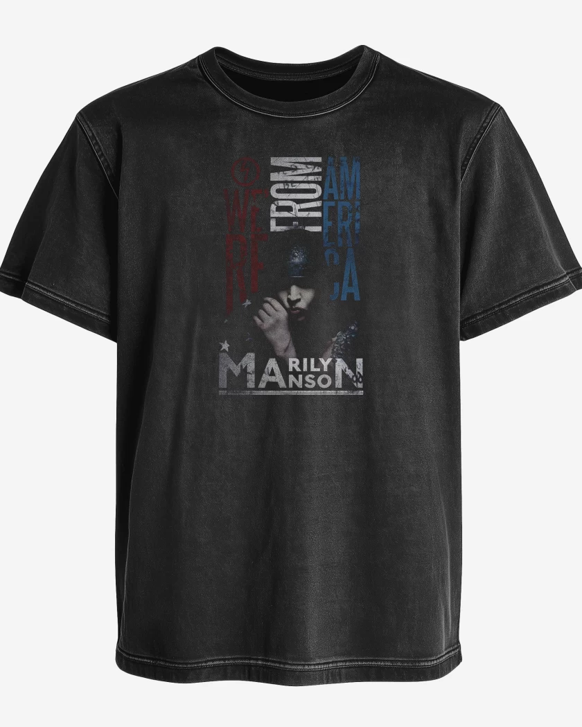Polera desgastada Negro de Marilyn Manson From America