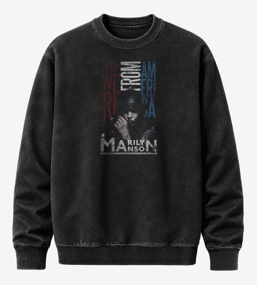 Poleron Polo Acid Wash Negro de Marilyn Manson From America