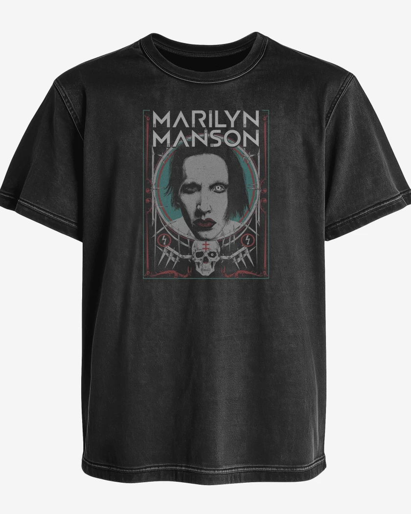Polera desgastada Negro de Marilyn Manson
