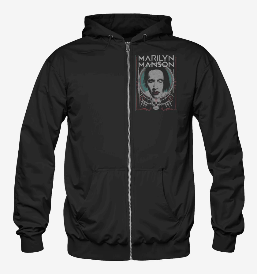 Poleron Canguro con cierre Negro de Marilyn Manson