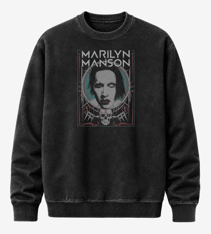 Poleron Polo Acid Wash Negro de Marilyn Manson