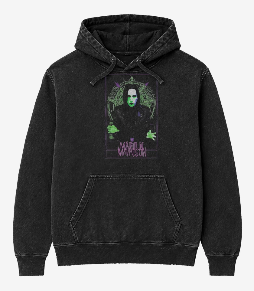 Poleron Canguro Acid Wash Negro de Manson Wierd