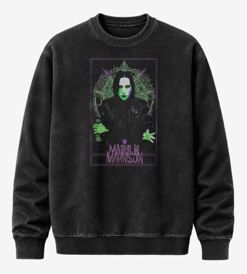 Poleron Polo Acid Wash Negro de Manson Wierd