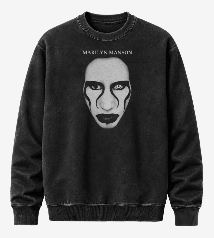 Poleron Polo Acid Wash Negro de Marilyn Manson Defiant