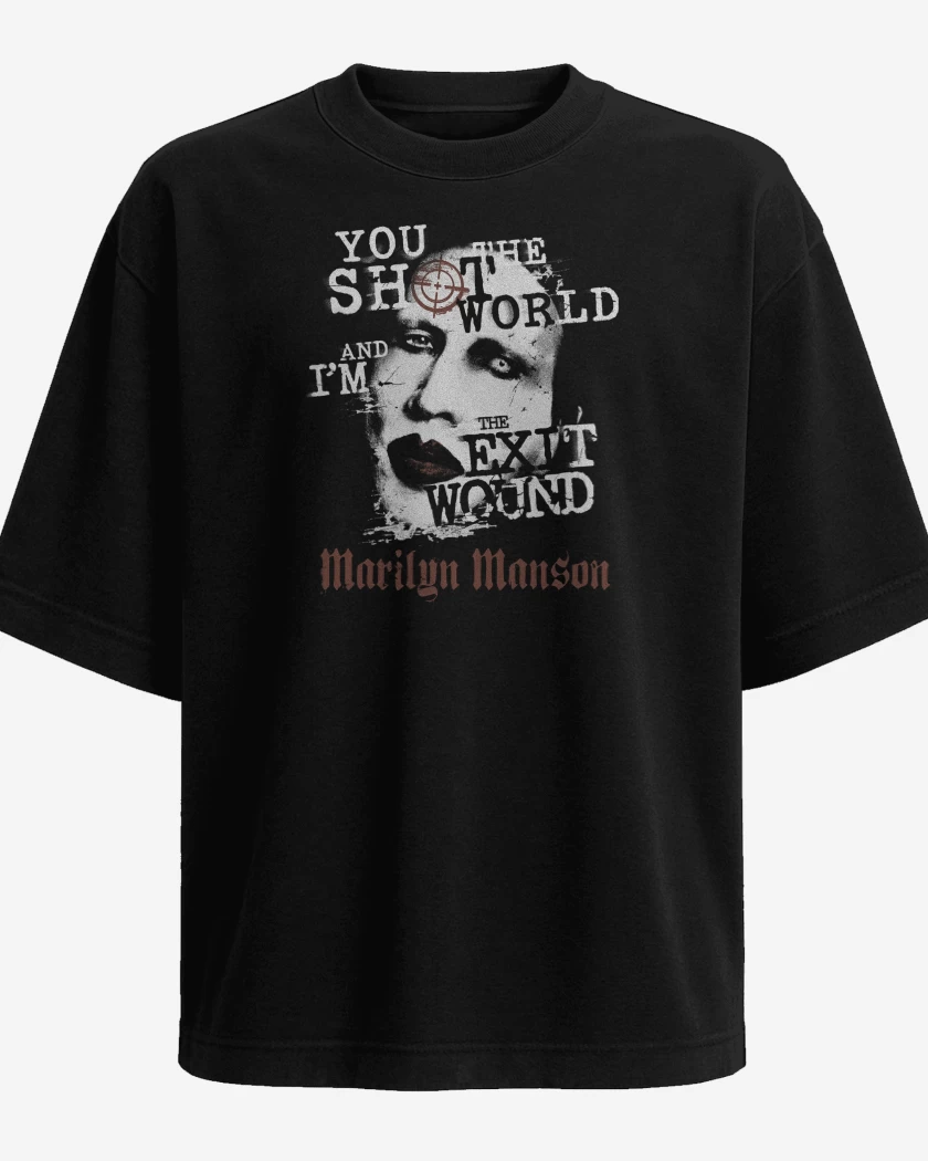 Polera Oversize Negro de Marilyn Manson Exit Wound