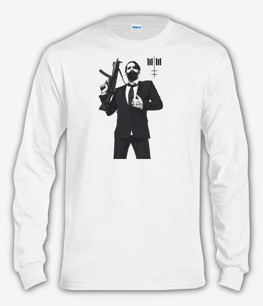 Polera manga larga Blanco de Marilyn Manson MM