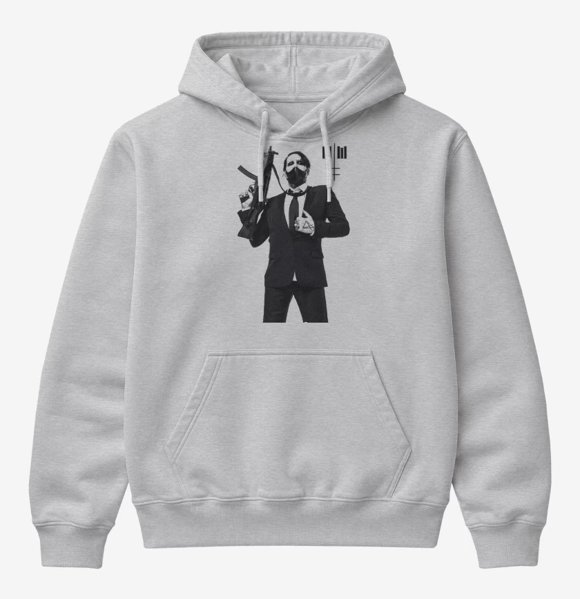 Poleron Canguro básico Gris Melange de Marilyn Manson MM