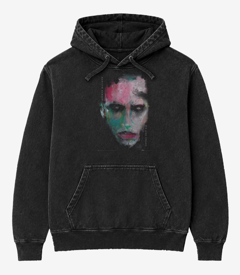 Poleron Canguro Acid Wash Negro de Marilyn Manson We Are Chaos