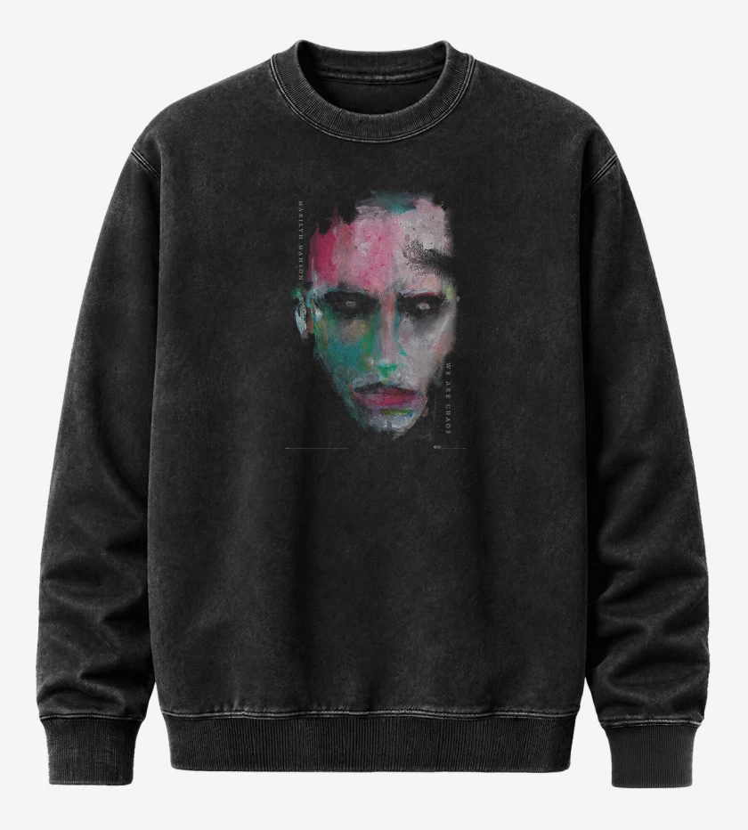 Poleron Polo Acid Wash Negro de Marilyn Manson We Are Chaos