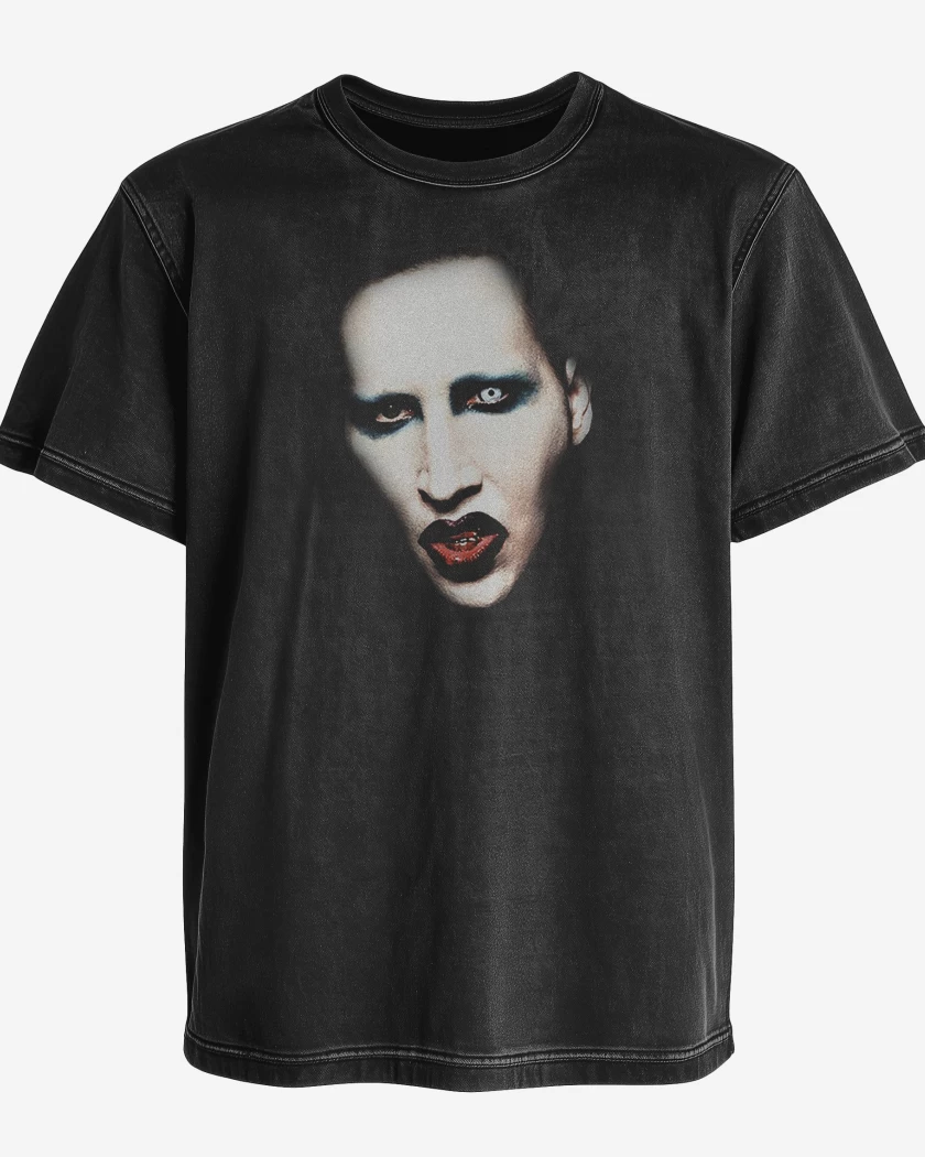 Polera desgastada Negro de Manson Cara