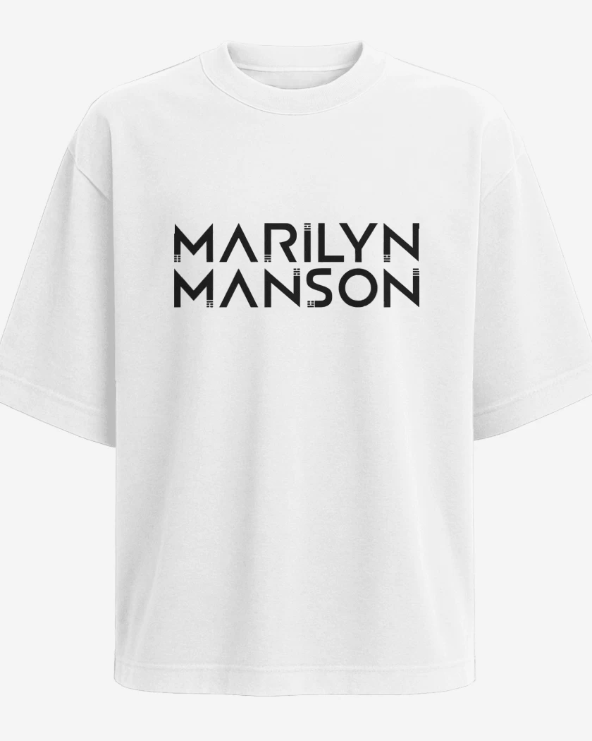 Polera Oversize Blanco de Marilyn Manson Logo 