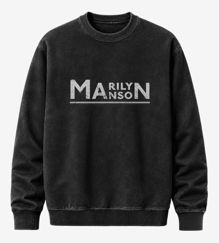 Poleron Polo Acid Wash Negro de Marilyn Manson Logo 2