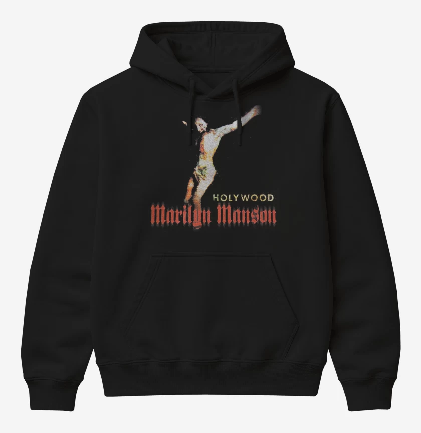 Poleron Canguro básico Negro de Marilyn Manson Holy Wood