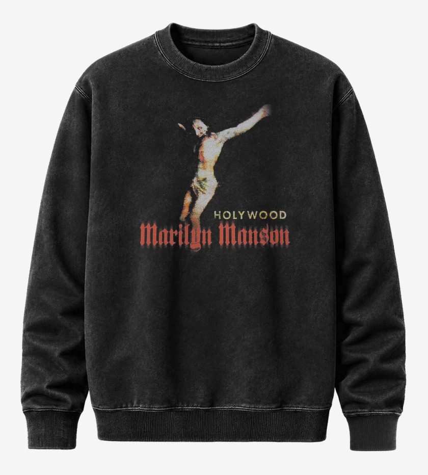 Poleron Polo Acid Wash Negro de Marilyn Manson Holy Wood