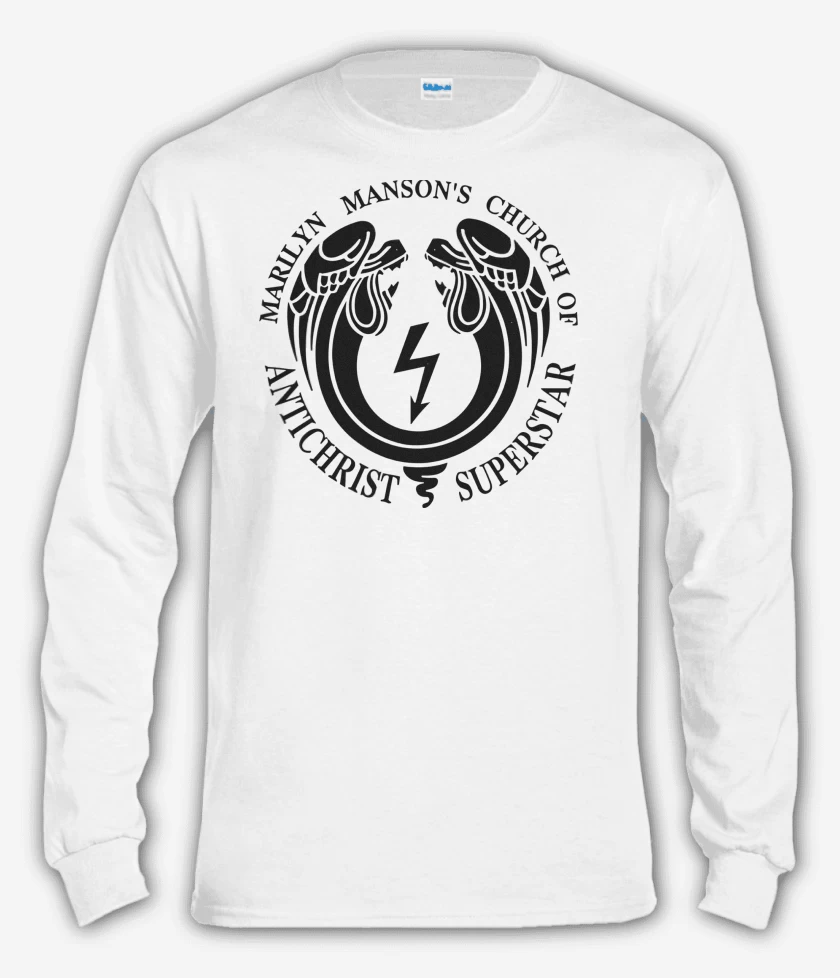 Polera manga larga Blanco de Marilyn Manson Church of Antichrist Superstar